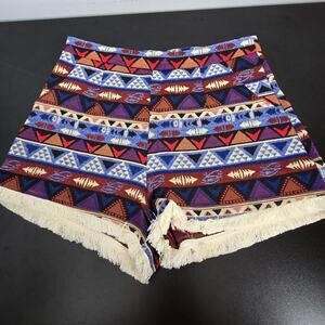 "Simplee" brand Shorts with Fringed Hems Bohemian-Inspired Aesthetic Size S